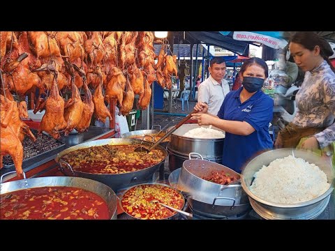 So Popular Cambodian Street Food - Supper Yummy Whole Duck, Chicken Vegetables Soup, Grilled Duck