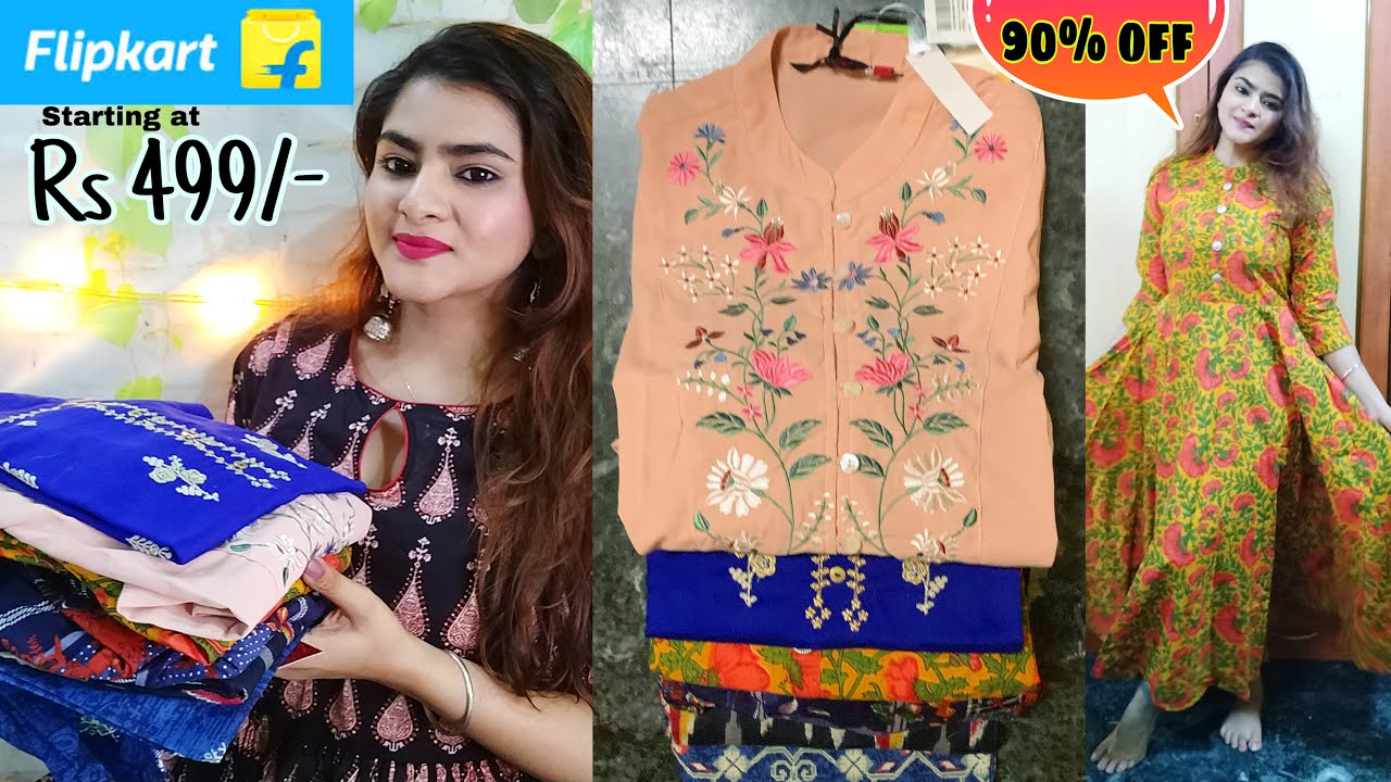 Flipkart Kurti Haul | Flipkart Online Shopping Haul | Flipkart Kurti Haul  Under 500 | In Telugu | - YouTube