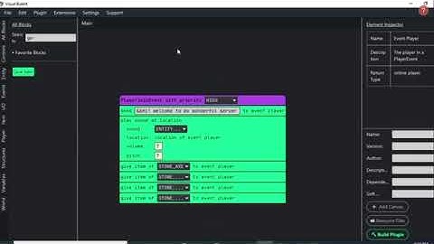 Visual Bukkit code #1 player join event!!
