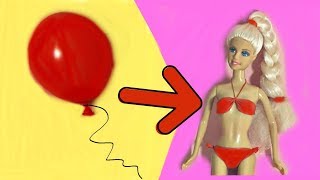 👙DIY - КУПАЛЬНИК ДЛЯ КУКЛЫ из воздушного шарика / Одежда для кукол своими руками...