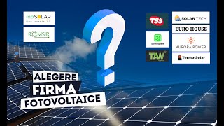 Alegere firma fotovoltaice
