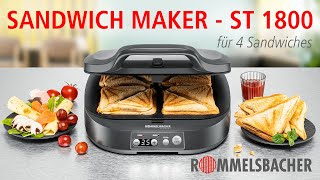 ROMMELSBACHER Sandwich Maker ?? für 4 Sandwiches - XL Format mit Soft Touch Steuerung ​? ST 1800