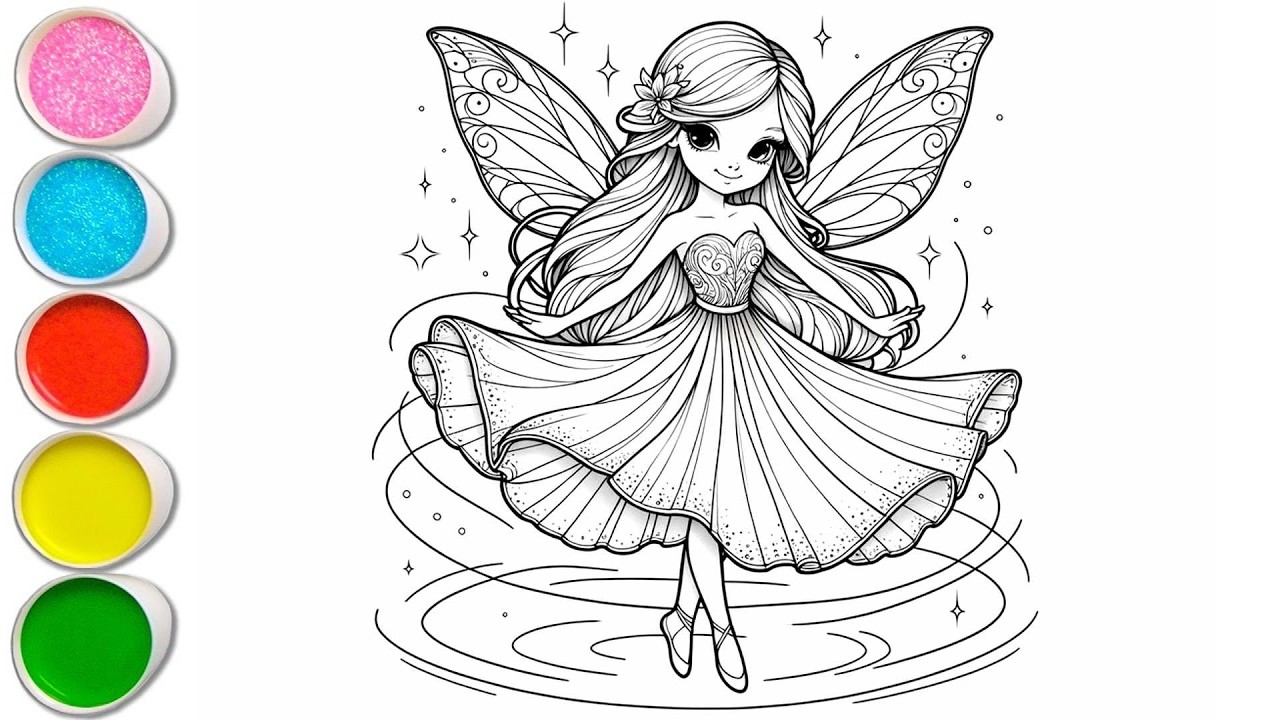 Cute Fairy Girl Drawing for kids, Painting & Coloring for kids ...