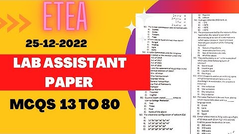 Lab Assistant paper 25 -12-2022 by Etea in higher Education Department : Lab Assistant : Lab..