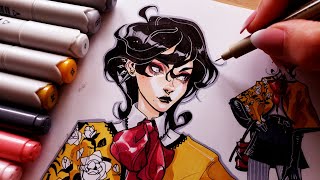 ✦ Astrid Character Portrait // Sketchbook drawing session with fine liners and alcohol markers color