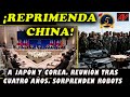 ¡China encara a Japón y Corea tras 4 años sin reunirse. Sorprenden perros robots militares chinos.