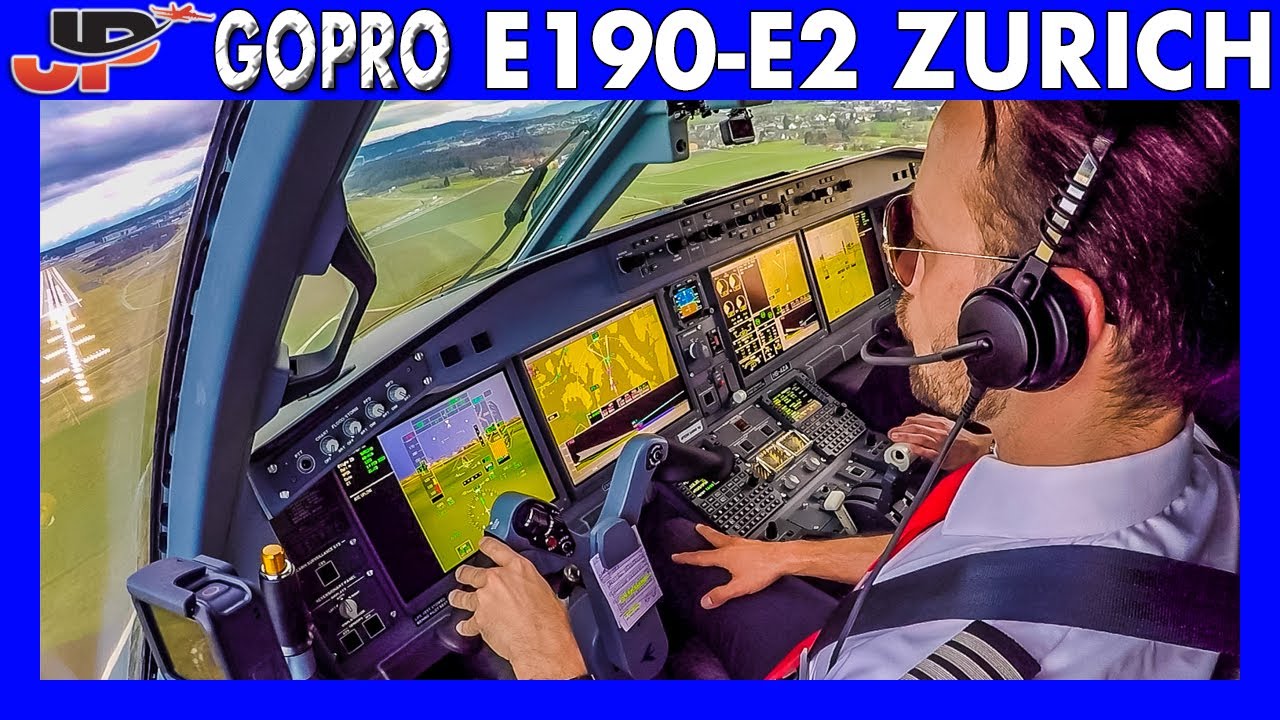 Embraer 190-E2 landing at Zurich Airport | Flight Deck GoPro View