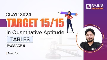 CLAT 2024 Quantitative Aptitude | Tables | Passage 6 | CLAT Exam 2024