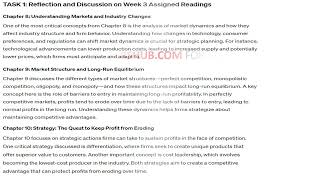 TASK 1 Reflection and Discussion Forum Week 3 Assigned Readings Chapter 8. Understanding Markets