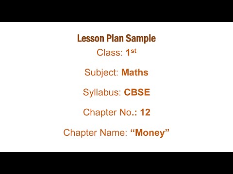 1st CLASS MATHS LESSON PLAN / MONEY