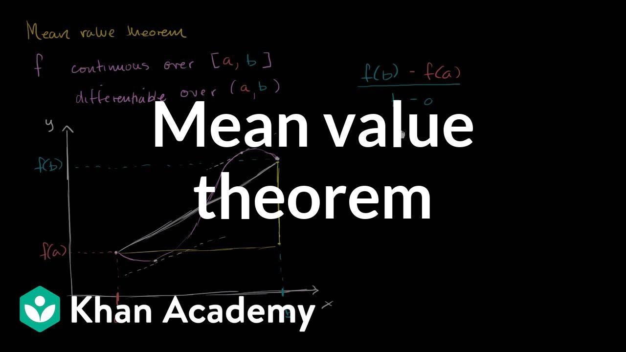 Mean Value Theorem Video Khan Academy