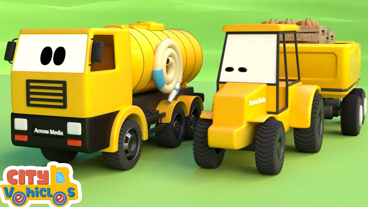 Construction Vehicles build house for homeless Cats-Tractor, dump truck & excavator for Kids.