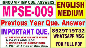 MPSE 009 Previous Year Question Paper in English | mpse 009 important questions with answer