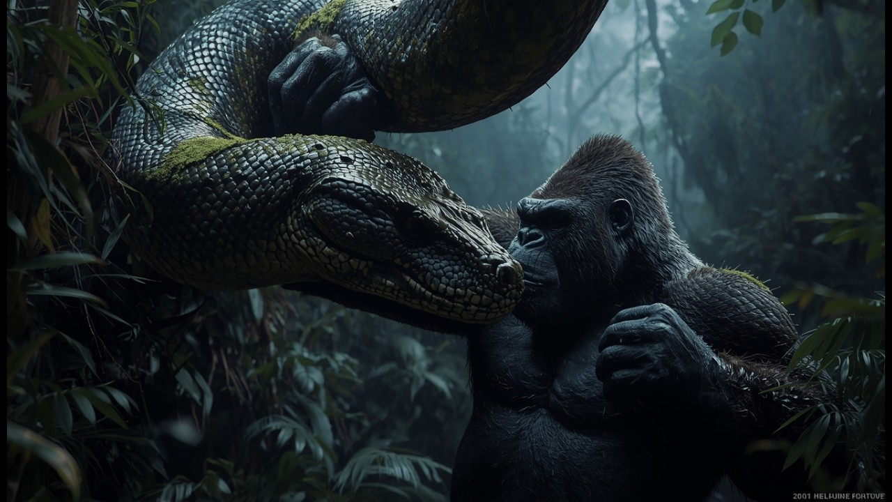 King Kong vs Giant Anaconda: Camouflaged Drop from Above