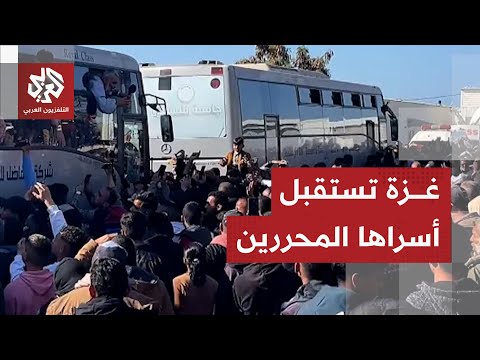 مشاهد خاصة لوصول الأسرى الفلسطينيين المفرج عنهم إلى خانيونس في قطاع غزة