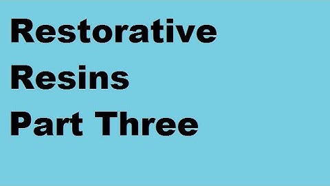 Restorative Resins Part 3