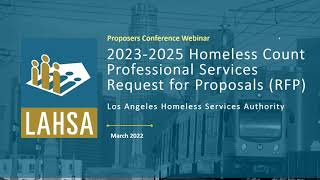 2023 - 2025 Homeless Count Professional Services RFP Optional Proposers Conference Webinar 3/16/2022