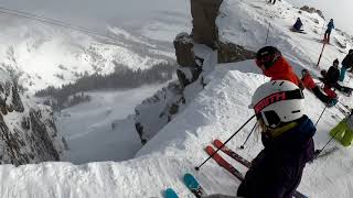 Ski down to Corbet's Couloir - Jackson Hole Ski Resort - Feb 13, 2020