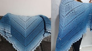 كروشيه  شال مثلث.  اسكارف شيك سهل ومميز -Crocheted shawl  ￼