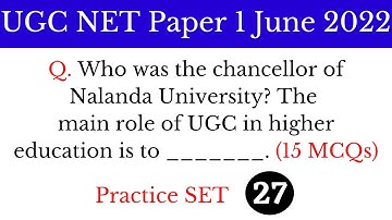 (Practice SET 27) Top 15 Most Important MCQs For NTA UGC NET Paper 1 June 2022