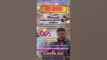 TCS HIRING LINK IN BIO#besanttechnologies #besanttechnologiesplacements #coding #chennai #job #tcs