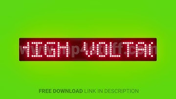 High Voltage 220 Kv Scrolling Red Dot Matrix LED Text Animation on Green Screen Seamless Loop