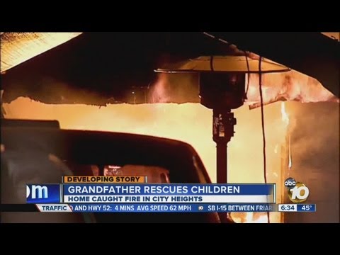 Blaze destroys City Heights home: Neighbors say man got his grandkids out of house fire