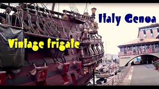 Италия Генуя на берегу старинный фрегат Italy Genoa on the shore of the old frigate