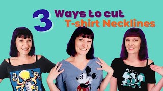 T Shirt Cutting Tutorial - Cut Necklines 3 Ways: Boat Neck, Vneck, Off the Shoulder