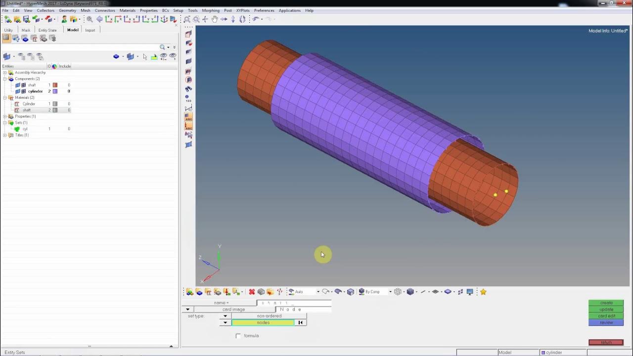 Cylindrical joint using Hypermesh for dyna YouTube