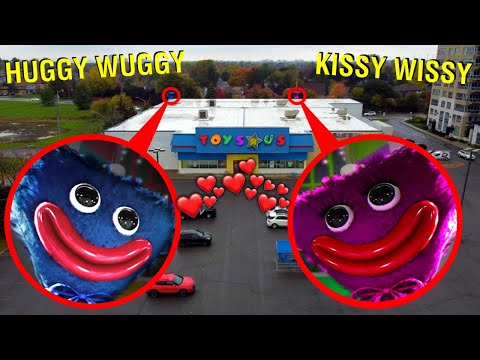 DRONE CATCHES HUGGY WUGGY & KISSY MISSY FROM POPPY PLAYTIME AT HAUNTED TOY FACTORY!! (WE FOUND THEM)