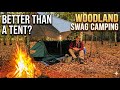 Swag camping alone in an english woodland | Campfire cooking and relaxation.