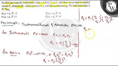 An ideal gas expands isothermally from a volume \( V_{1} \) to \( V...