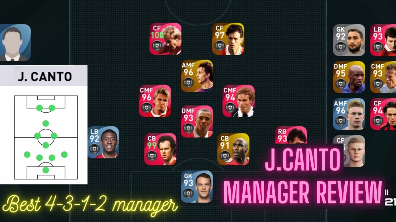 Best 4 3 1 2 Manager J Canto Manager Review Pes 21 Mobile Youtube