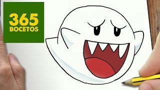 COMO DIBUJAR BOO MARIO BROS KAWAII PASO A PASO - Dibujos kawaii faciles - How to draw a BOO