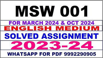 msw 001 solved assignment 2023-24 | msw 1 solved assignment in english 2024 | msw 1 2024