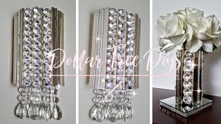 video thumbnail for: 2 Unique DIYS using Dollar Tree Pic Frame - Glam Decor - Wall Sconce - Flower Vase / Candle Holder