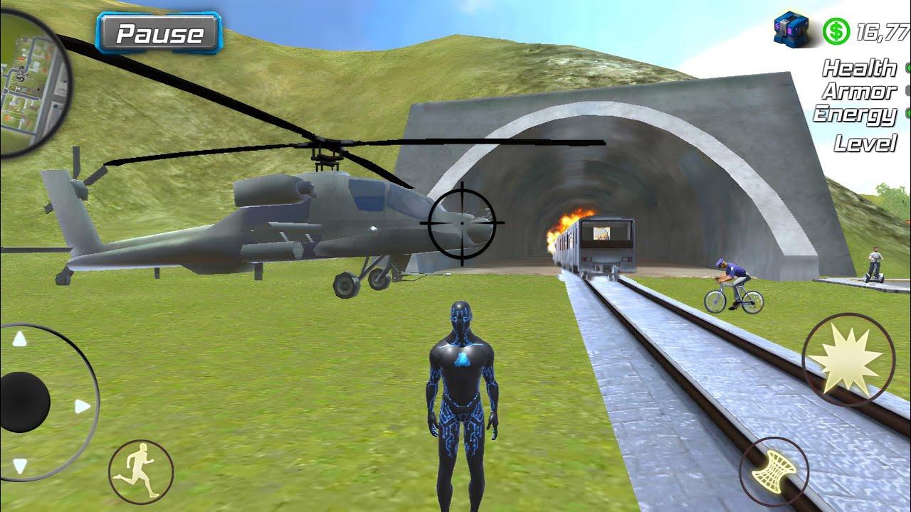 Black Hole Rope Hero Vice Vegas - Helicopter at Train Station - Android Gameplay