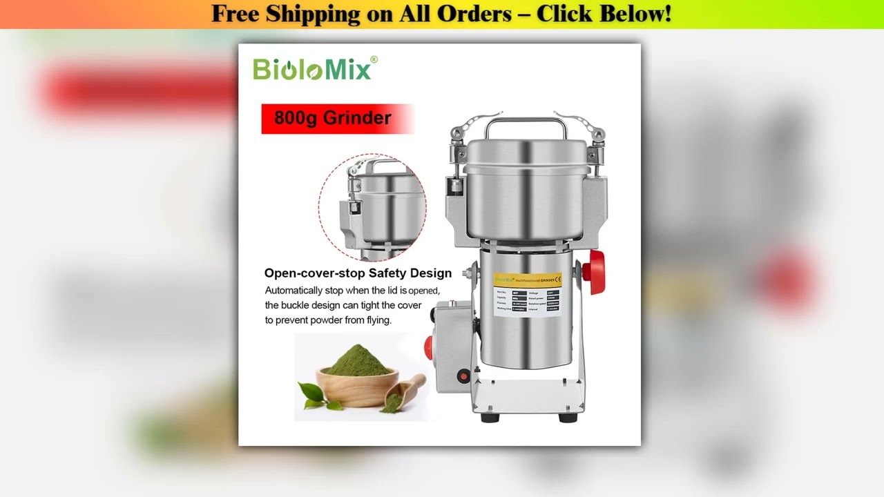 BioloMix 800g 700g Grains Spices Herbals Cereals Coffee Dry Food Grinder Mill Grinding Machine Gris