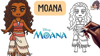 How to Draw Moana ⏐ How to Draw Disney Characters ⏐ Cute Drawing Tutorial ⏐ Lofi Music for Drawing screenshot 4