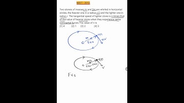 Two stones of masses m and 2m are whirled in horizontal circles, the heavier one in a radius r/2 and