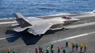 The Dangerous Process of Launching Advanced Stealth Fighter Jet from US Aircraft Carrier