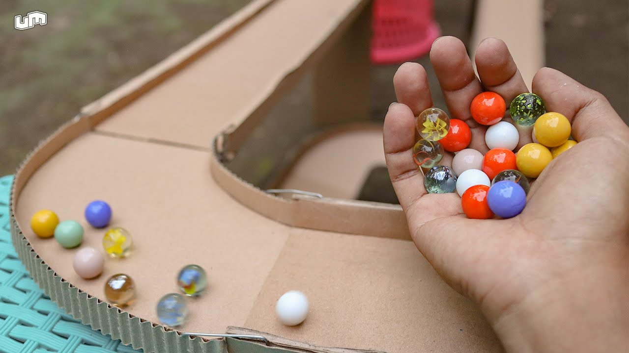 Sirkuit Kelereng Dari Kardus Dengan 60 Kelereng Sekali Jalan ! Marble Run ASMR Cardboard Track