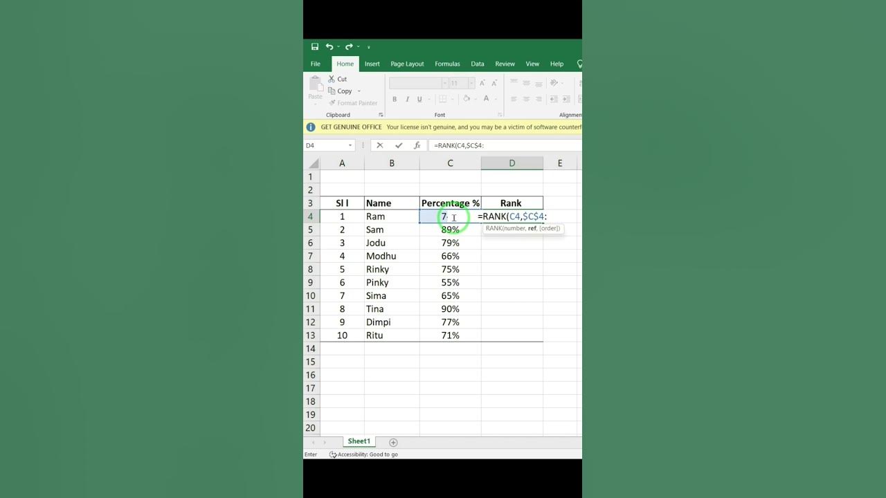 how-to-calculate-rank-in-excel-studend-rank-kaise-nikale-short