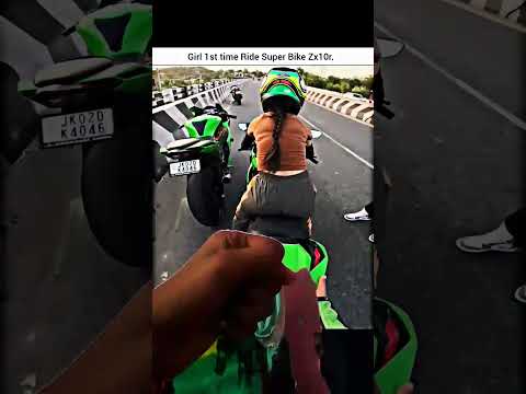 Girl Rider 1st time super bike #kawasaki #zx10r #girlrider #superbike #shorts #bike