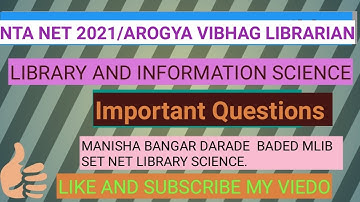 NTA NET 2021/Arogya Vibhag Librarian Important Questions Library And Information Science