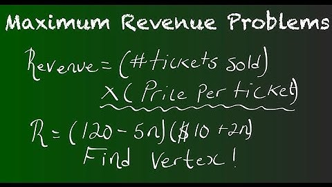 Maximum/Minimum Problems - Max Revenue Problems with Quadratics