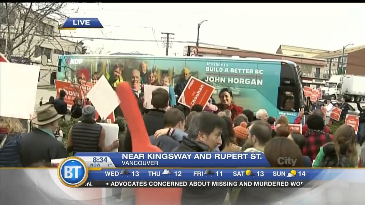 BC NDP unveils campaign bus