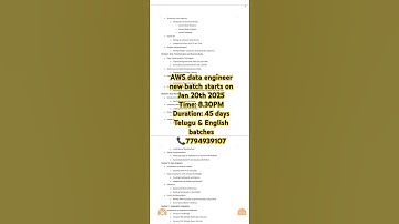 AWS data engineer new batch starts on Jan 20th 2025  #awsservices #aws #spark  #awsdataengineering
