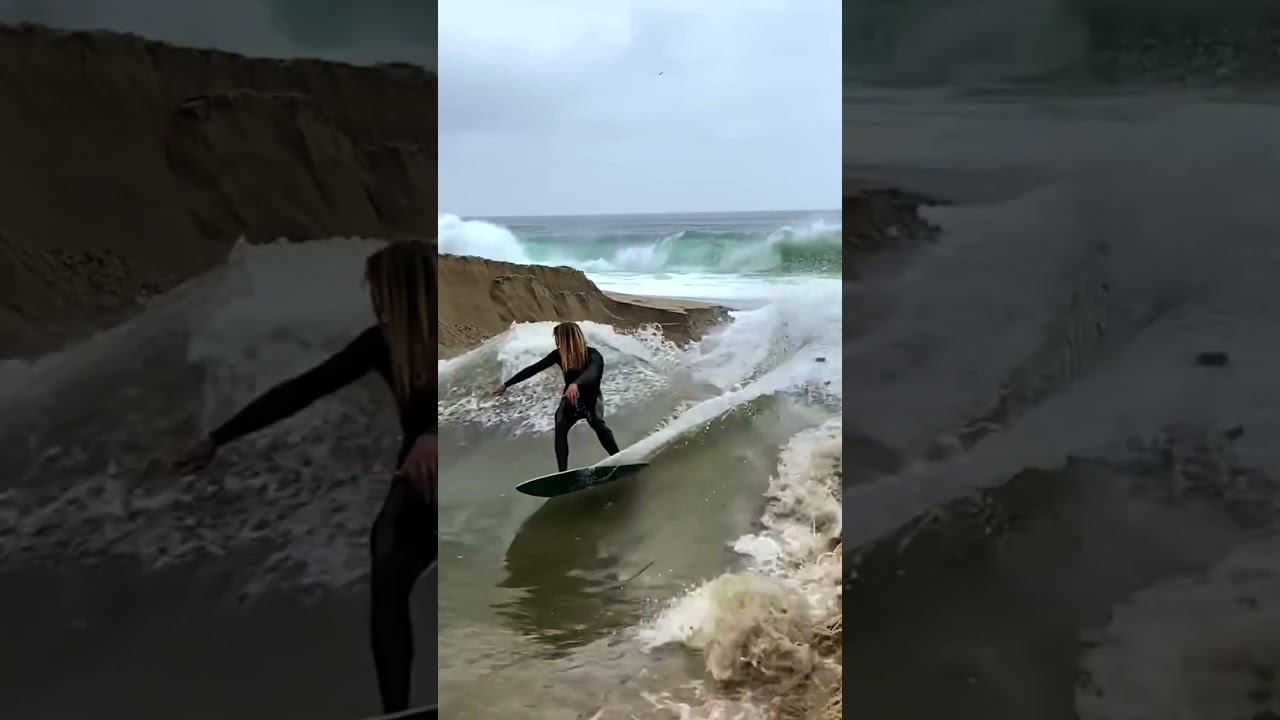Surfer Gets Swept out to Sea by River Rapids 